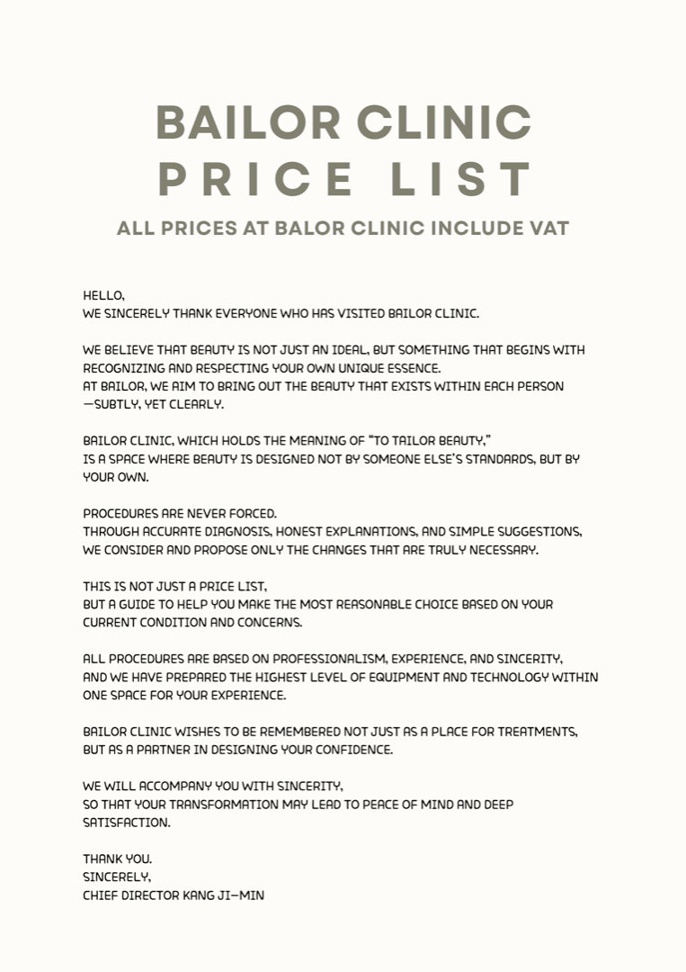 Bailor Clinic price list 2 - treatment costs and packages