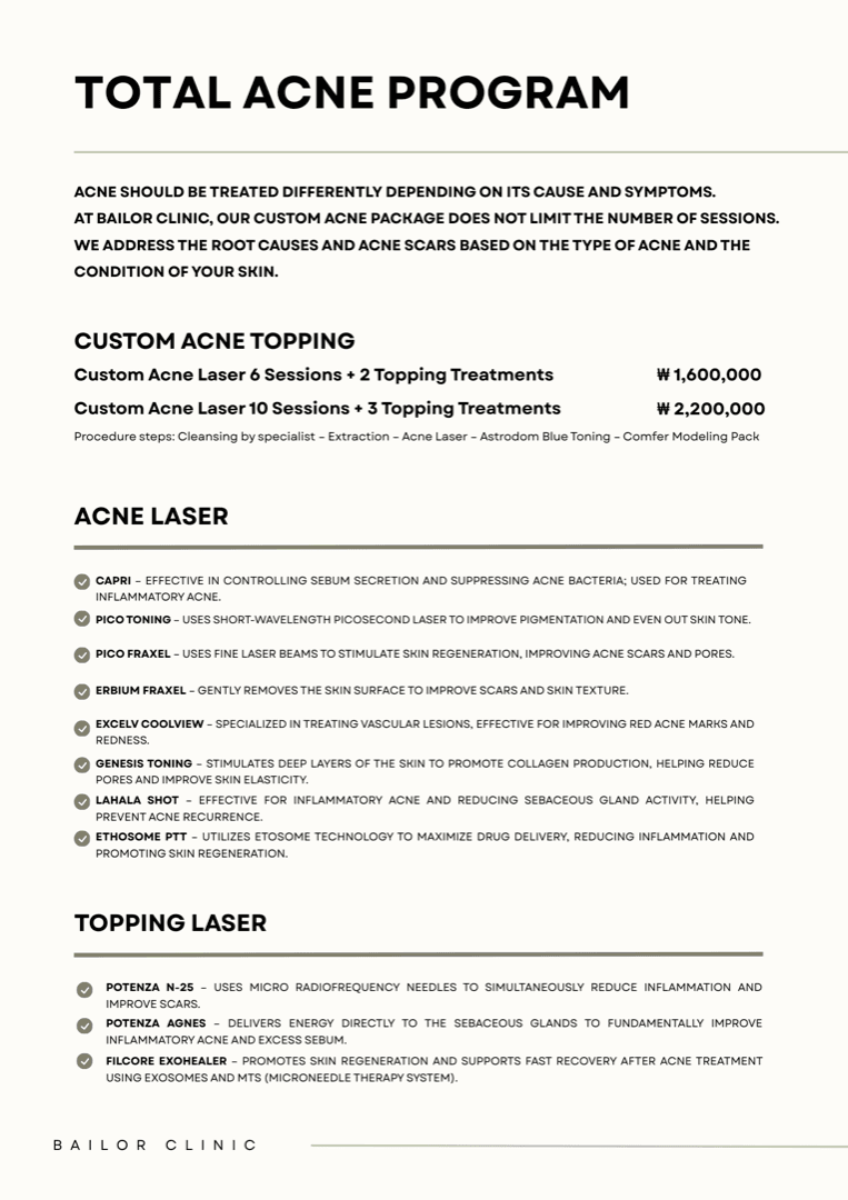 Bailor Clinic price list 6 - treatment costs and packages