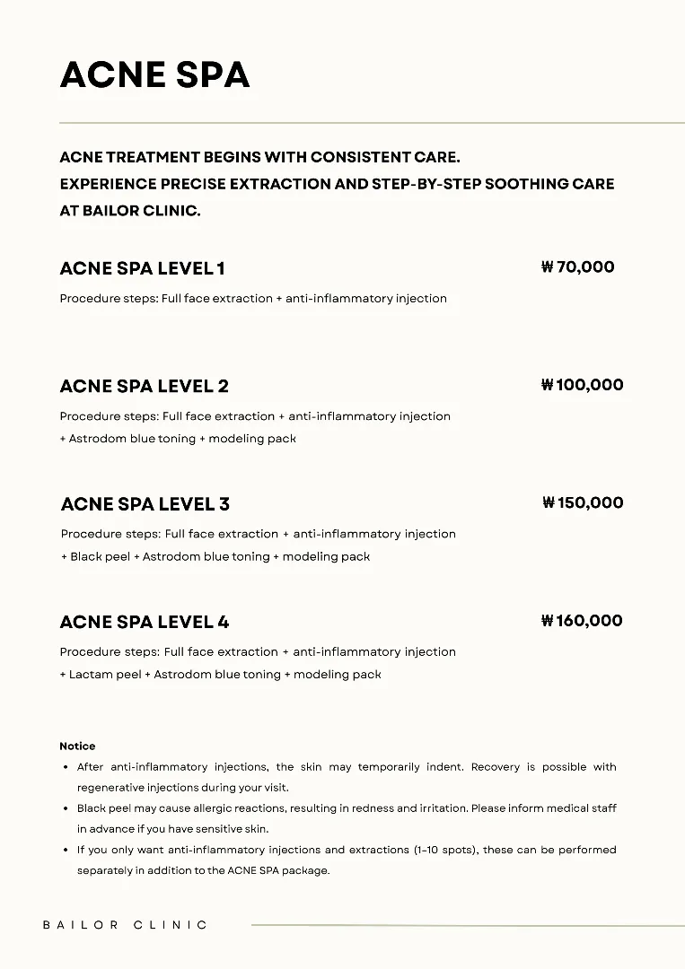 Bailor Clinic price list 14 - treatment costs and packages