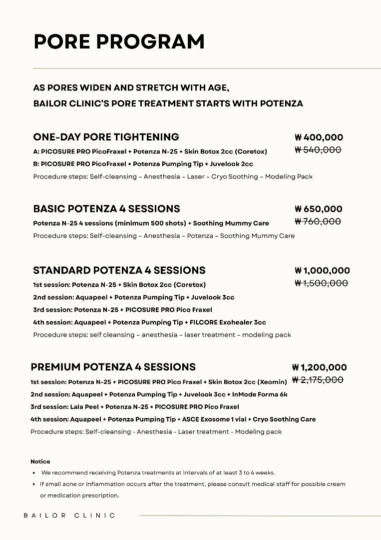 Bailor Clinic price list 12 - treatment costs and packages