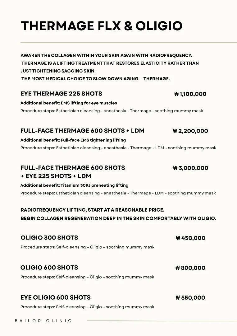 Bailor Clinic price list 27 - treatment costs and packages
