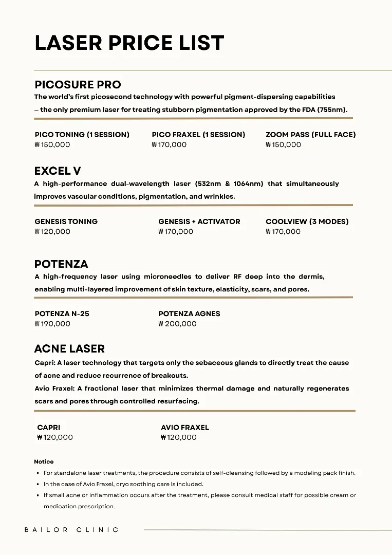 Bailor Clinic price list 17 - treatment costs and packages