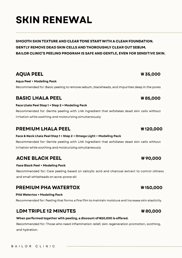 Bailor Clinic price list 34 - treatment costs and packages