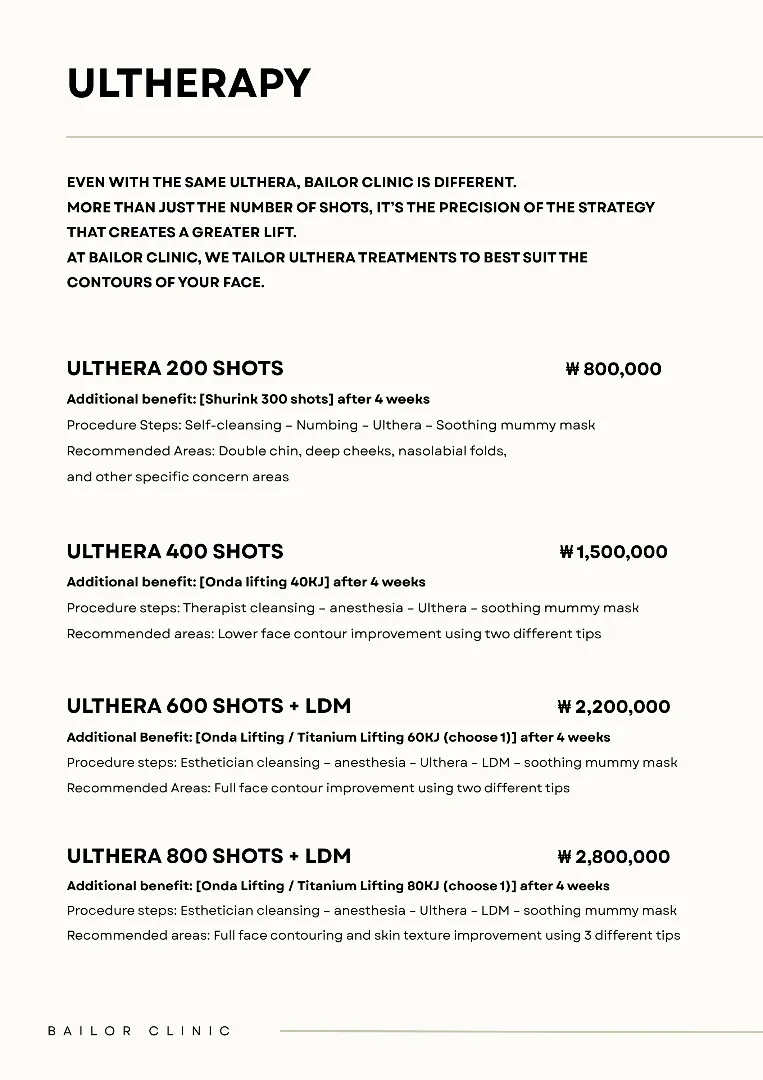 Bailor Clinic price list 26 - treatment costs and packages