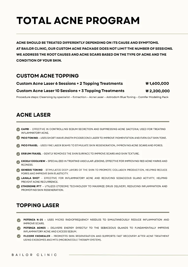 Bailor Clinic price list 13 - treatment costs and packages