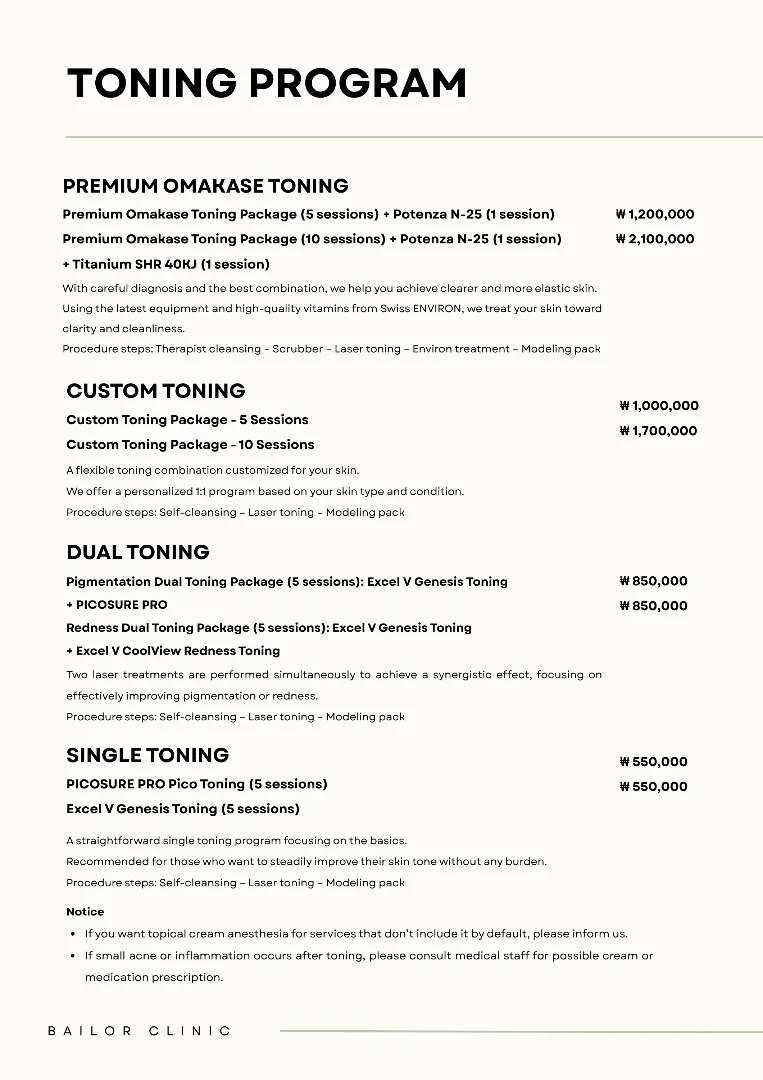 Bailor Clinic price list 10 - treatment costs and packages