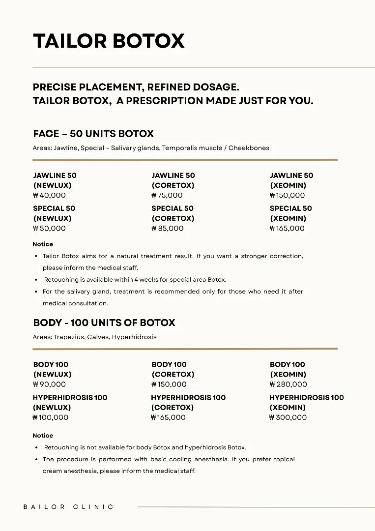 Bailor Clinic price list 22 - treatment costs and packages