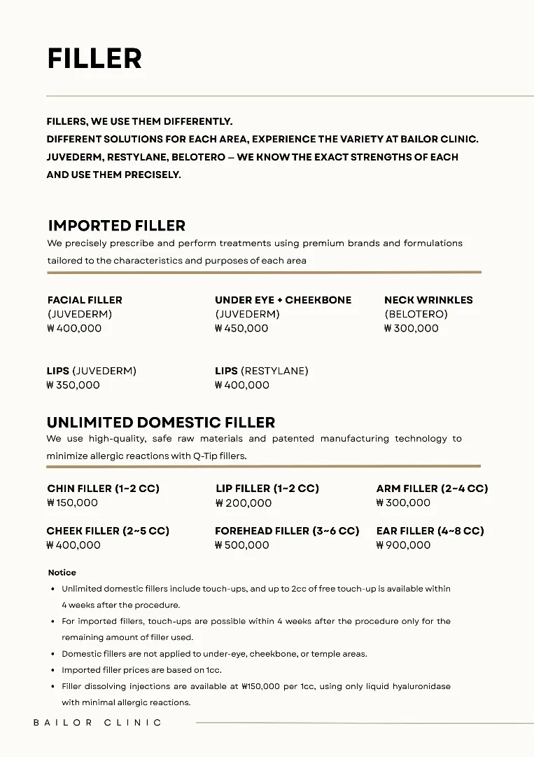Bailor Clinic price list 23 - treatment costs and packages
