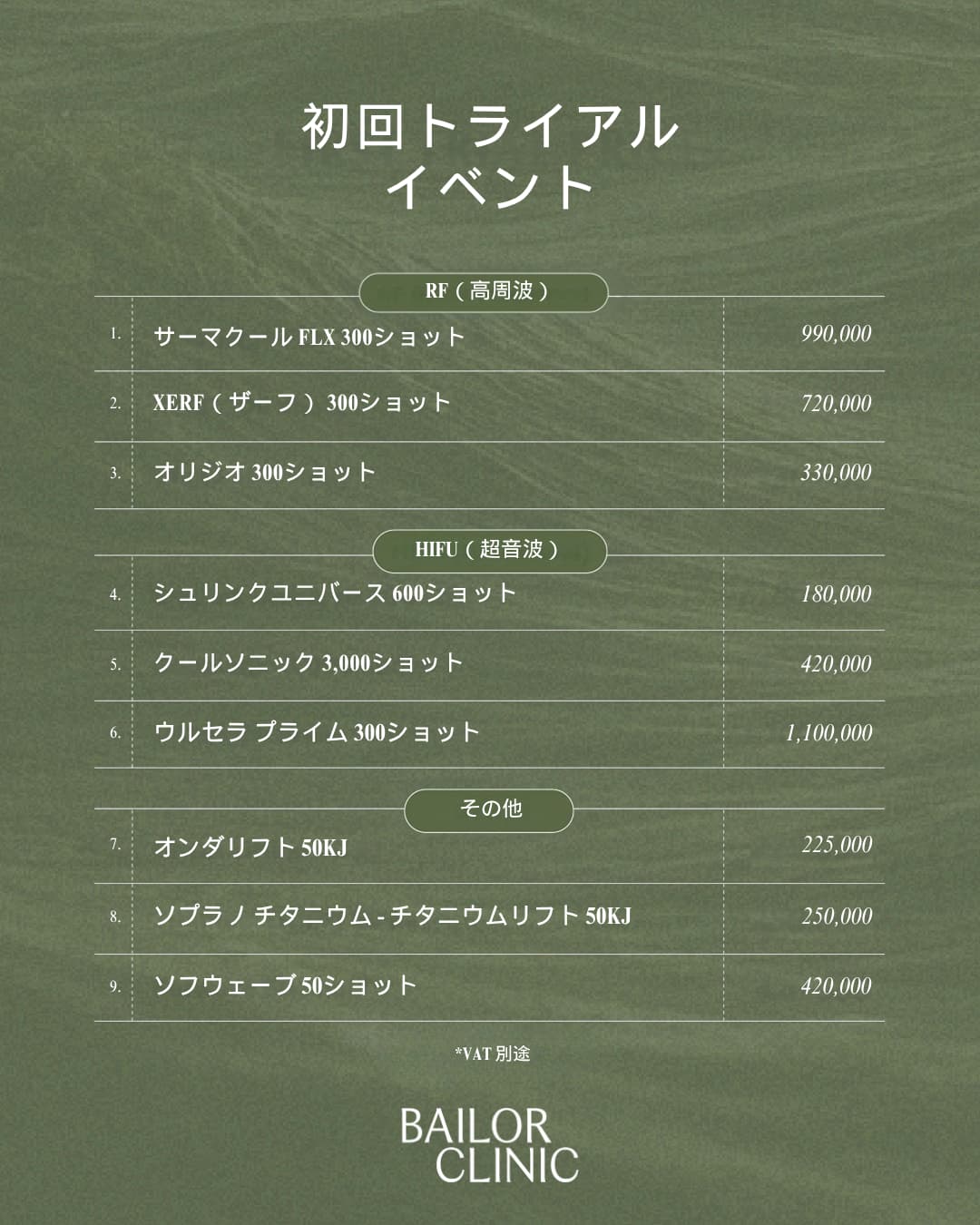 ベイラークリニックの月間オファー 1/13